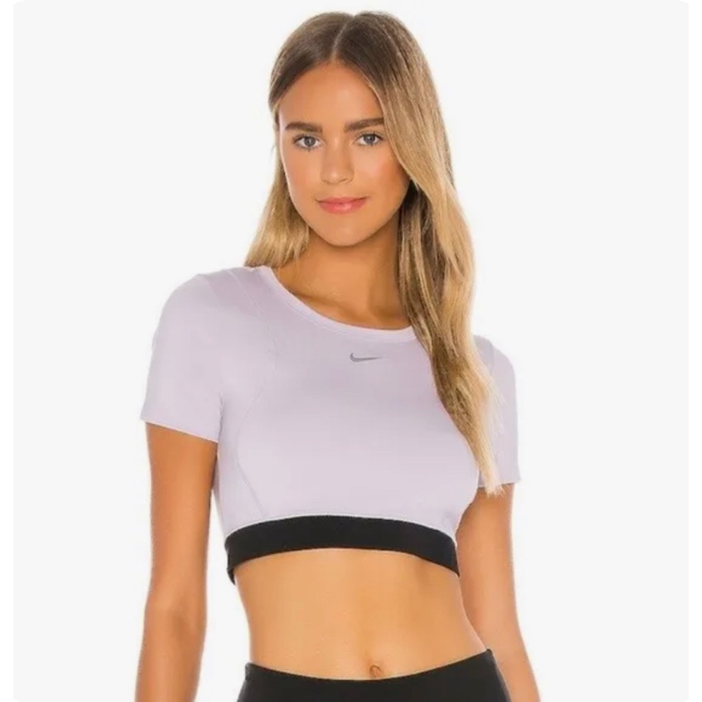 Nike Pro Aeroadapt Crop Short Sleeve T-Shirt Lavender Size XL